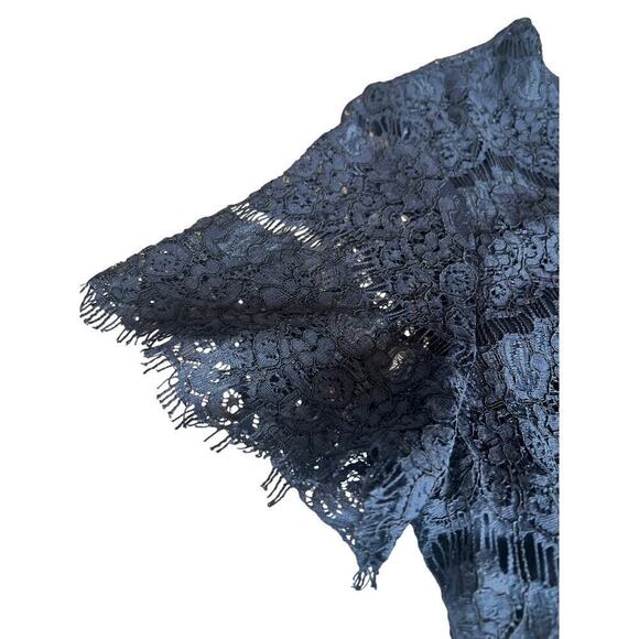 Lulus Take Me To Brunch Navy Blue Lace Shift Dress, Large, Mini, Short Sleeve - Picture 4 of 10